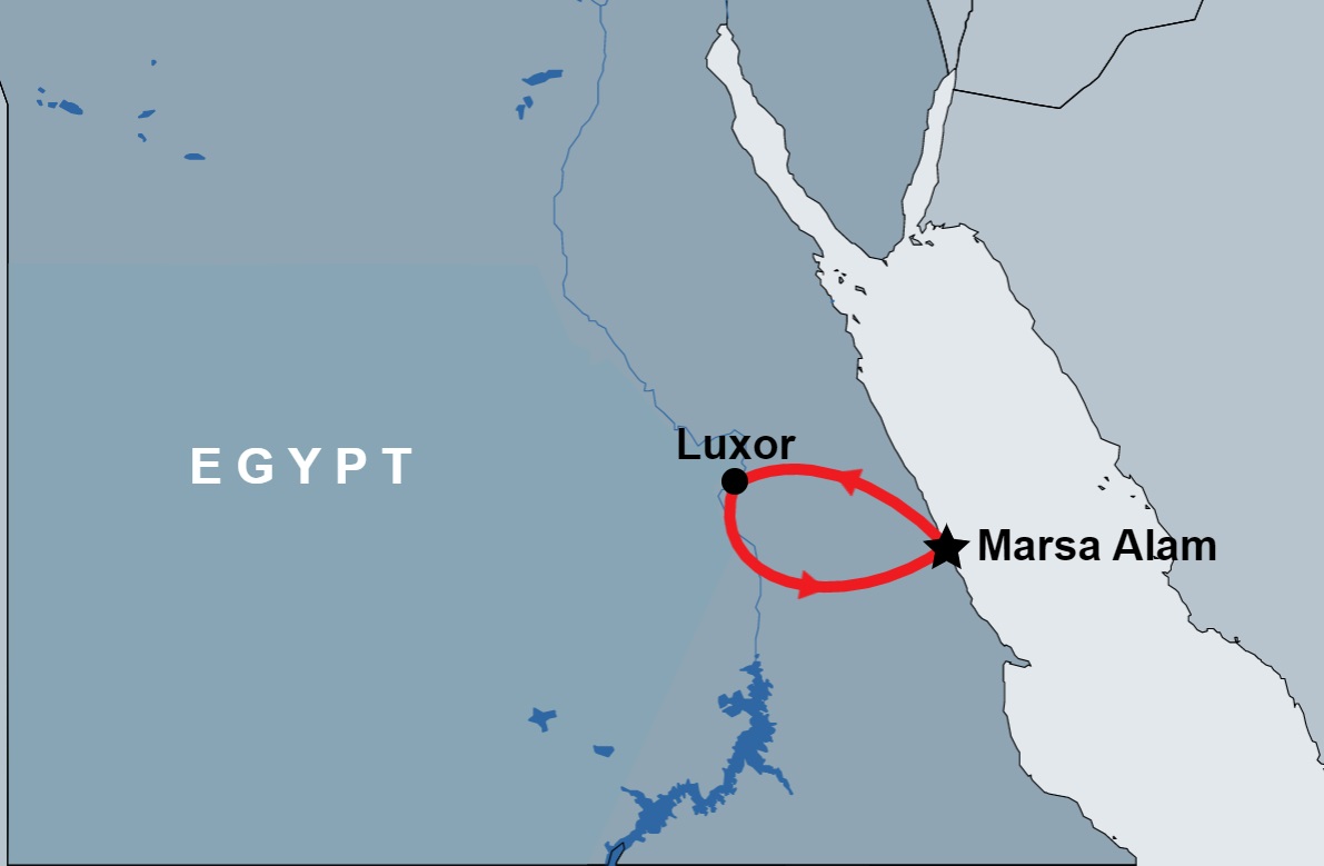 Overnight Tour to Luxor from Marsa Alam map Overnight Tour to Luxor from Marsa Alam map